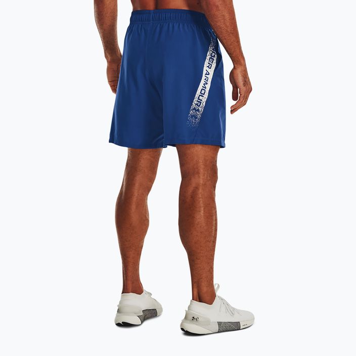 Pantaloncini da allenamento Under Armour Woven Graphic da uomo blu miraggio/bianco 4