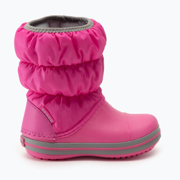 Crocs Winter Puff Bambini stivali da neve rosa elettrico/grigio chiaro 2