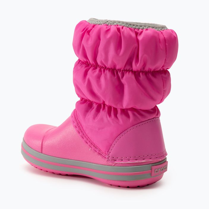 Crocs Winter Puff Bambini stivali da neve rosa elettrico/grigio chiaro 3