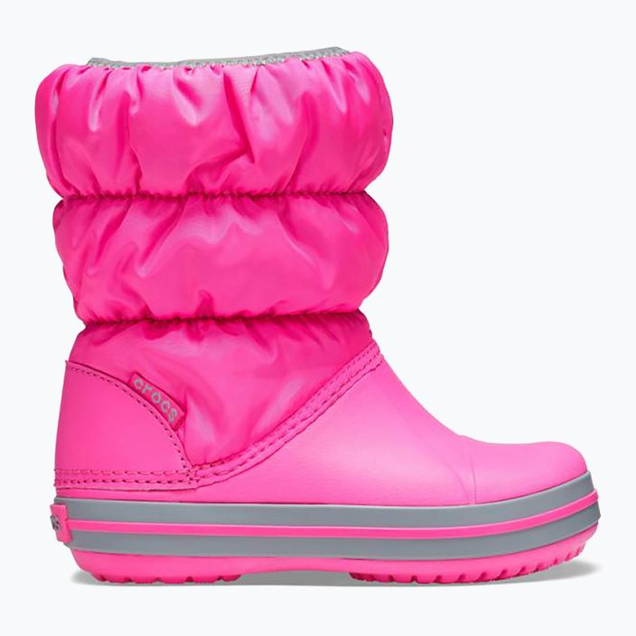 Crocs Winter Puff Bambini stivali da neve rosa elettrico/grigio chiaro 9