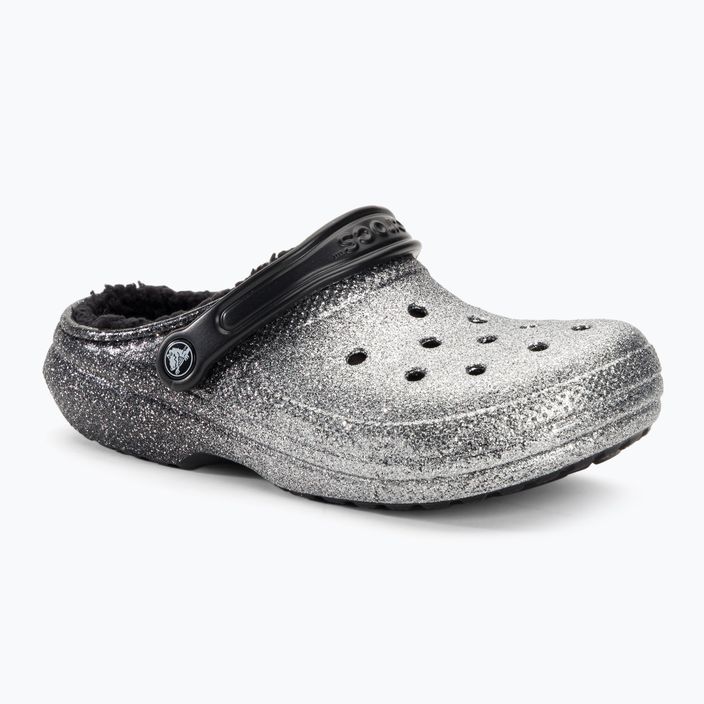 Crocs Classic Glitter Lined Clog nero/argento infradito