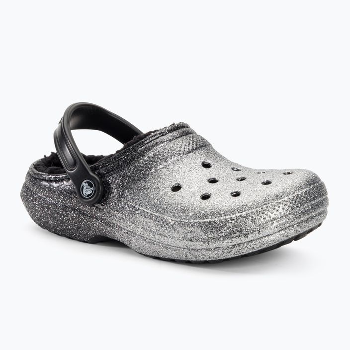 Crocs Classic Glitter Lined Clog nero/argento infradito 2