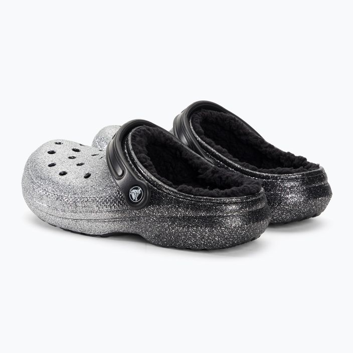 Crocs Classic Glitter Lined Clog nero/argento infradito 4
