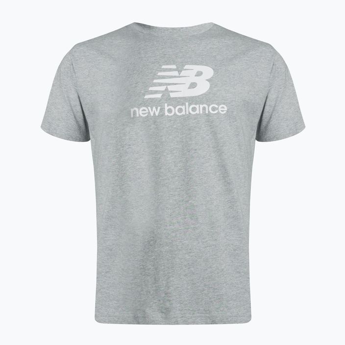 Maglietta New Balance Essentials Stacked Logo grigio atletico da uomo 5