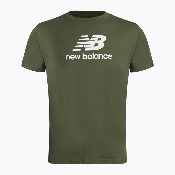 Maglietta New Balance Essentials Stacked Logo verde oliva intenso da uomo 5