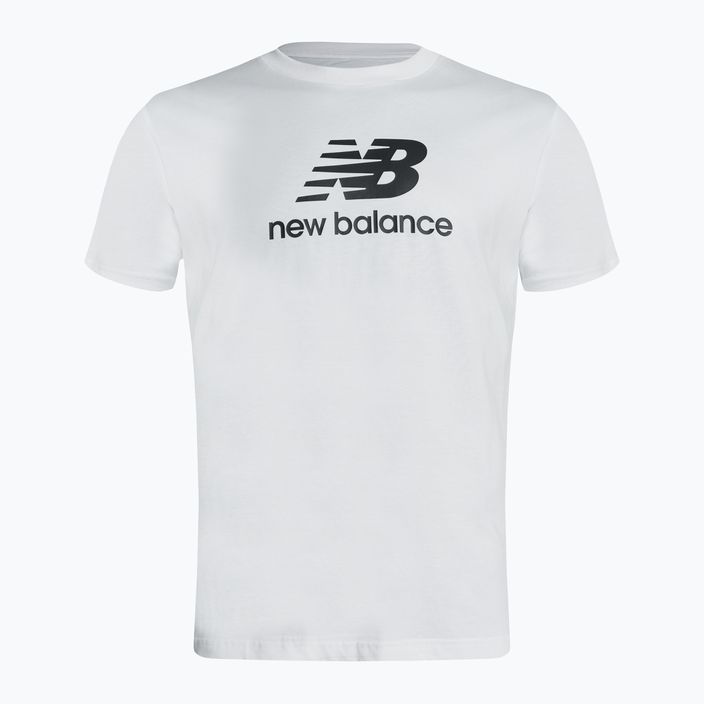 T-shirt New Balance Essentials Stacked Logo bianca da uomo 5