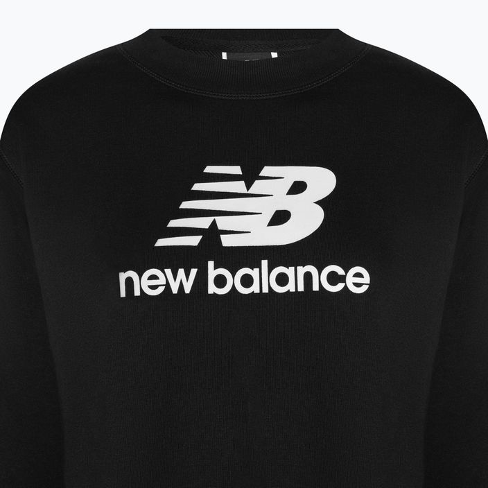 Donna New Balance Essentials Logo impilato French Terry girocollo nero 3
