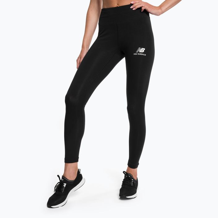Leggings da allenamento da donna New Balance Essentials Stacked Logo Cotone nero