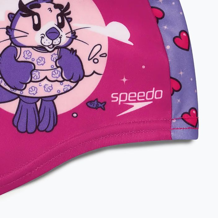 Cuffia da nuoto Speedo in poliestere stampato rosa/viola per bambini 3