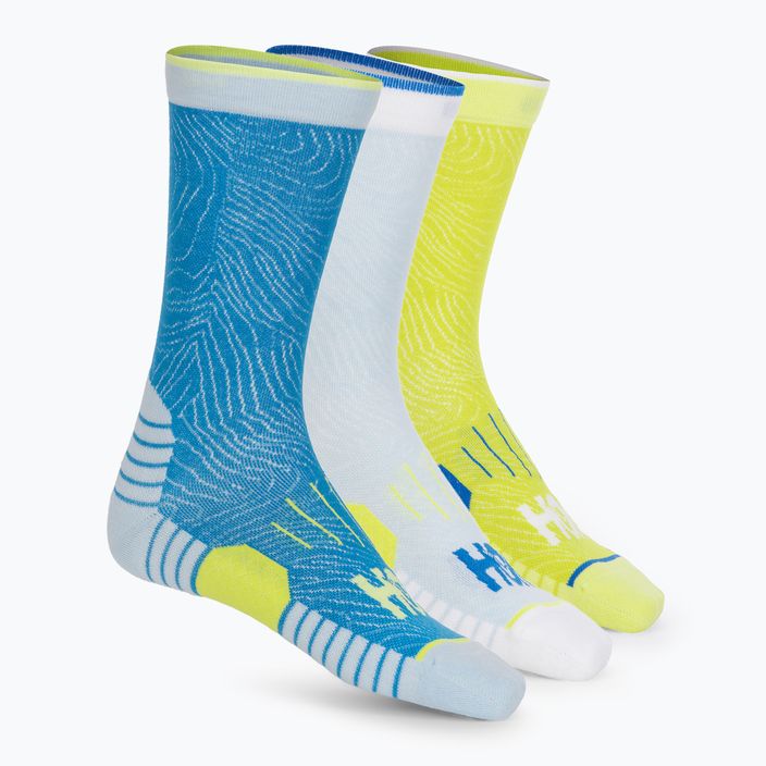 HOKA Crew Run Sock 3 paia di calzini da corsa blu diva/acqua ghiacciata/serale primula