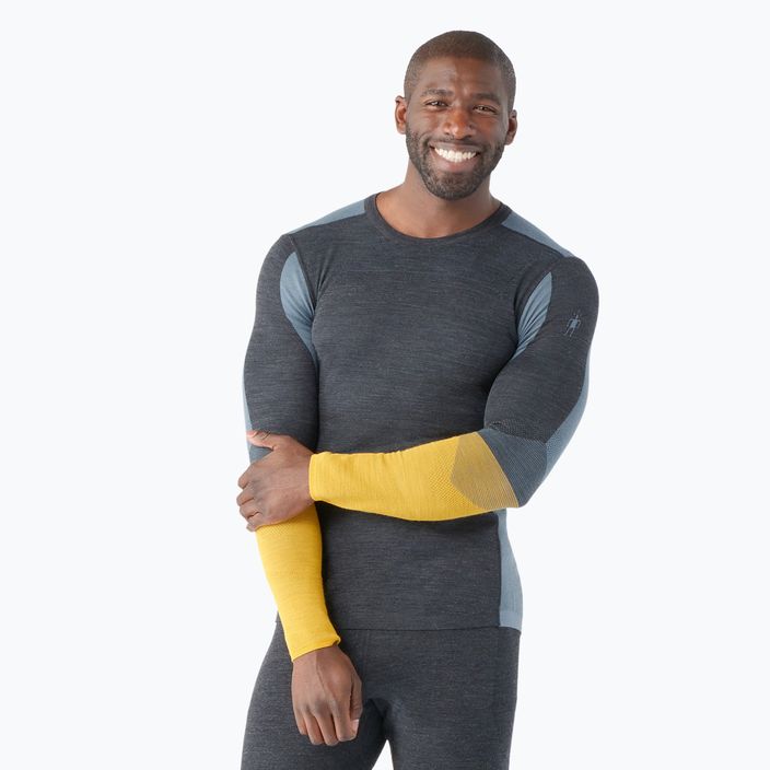 Smartwool Intraknit Thermal Merino Baselayer Colorblock Crew Uomo, manica lunga termica in carbone.