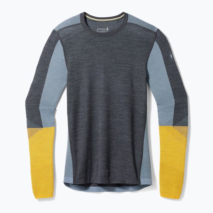 Smartwool Intraknit Thermal Merino Baselayer Colorblock Crew Uomo, manica lunga termica in carbone. 3