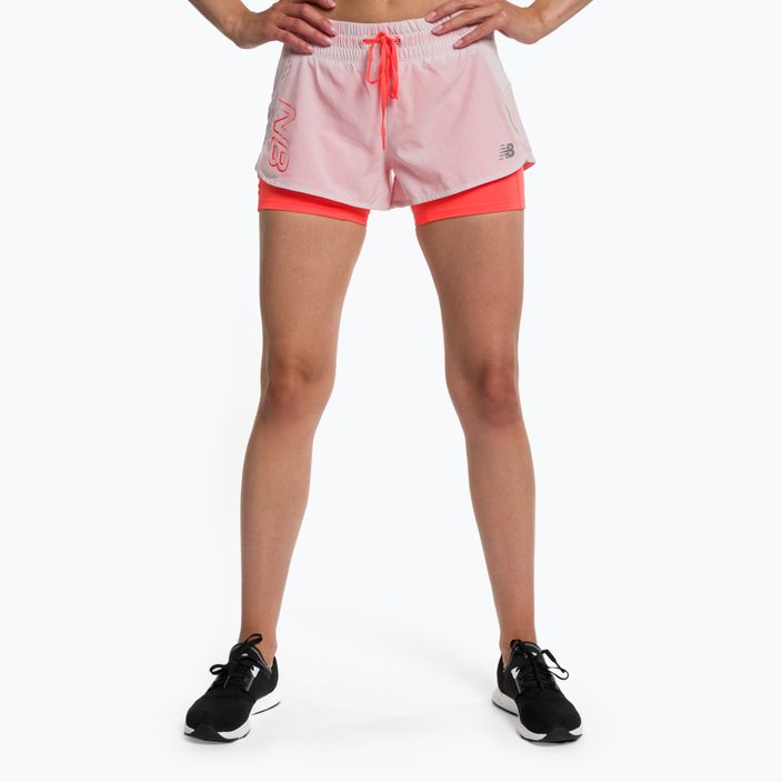 Pantaloncini da corsa New Balance Printed Impact Run 2In1 rosa pietra da donna