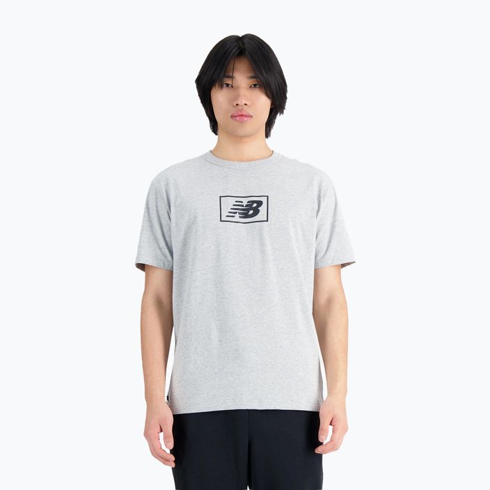 T-shirt New Balance Essentials Logo grigio atletico da uomo