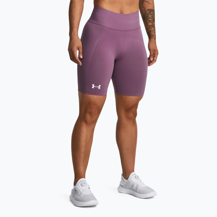 Pantaloncini da allenamento Under Armour Train Seamless da donna, viola scuro/bianco