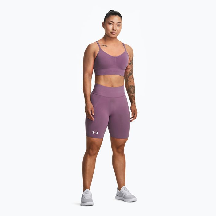 Pantaloncini da allenamento Under Armour Train Seamless da donna, viola scuro/bianco 2