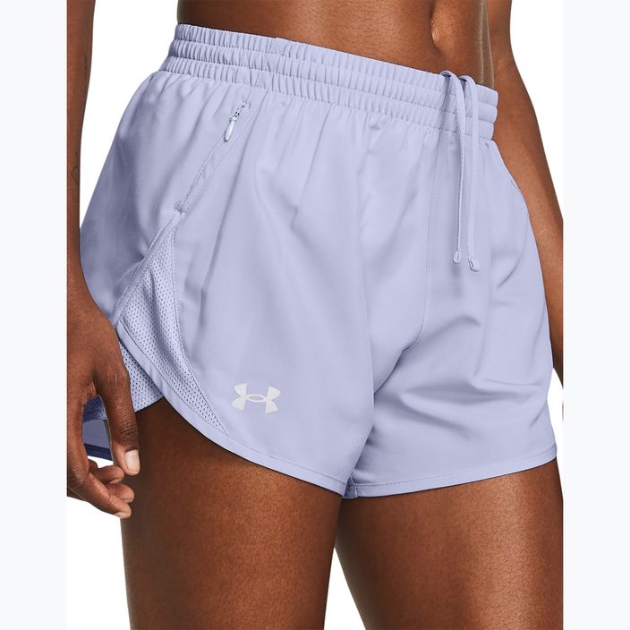 Pantaloncini da corsa Under Armour Fly By celeste/celeste/riflettente da donna 4