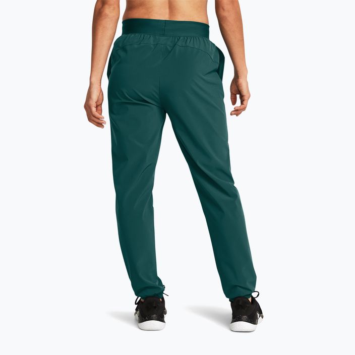Pantaloni da allenamento Under Armour Sport High Rise Woven hydro verde acqua/bianco da donna 3