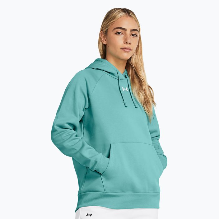 Felpa con cappuccio Under Armour Rival Fleece Donna turchese radiale/bianco