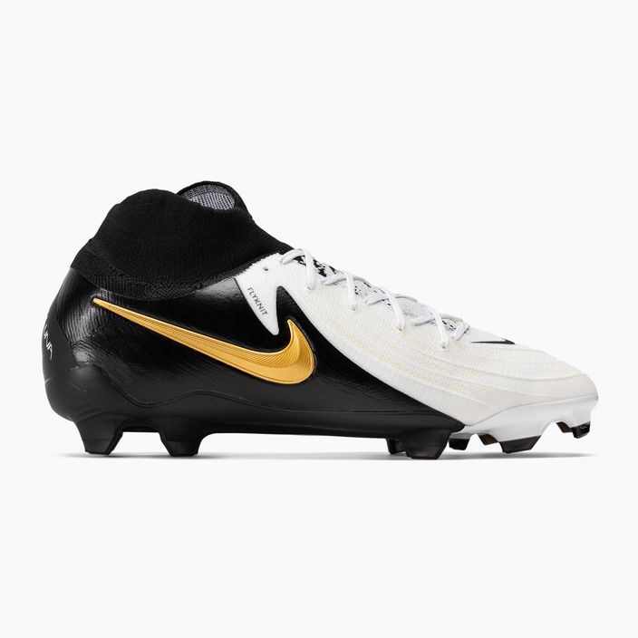 Uomo Nike Phantom Luna II Pro FG scarpe da calcio bianco / oro metallico coin / nero 2