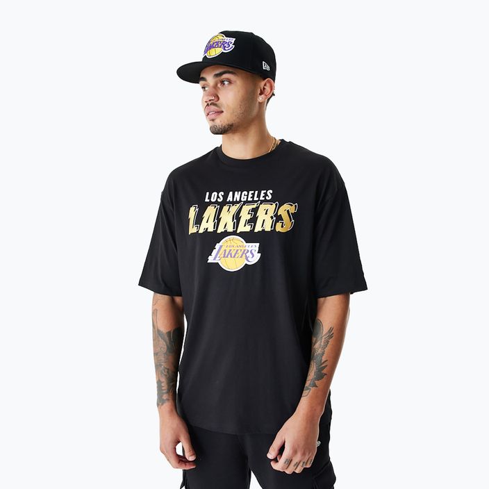 Maglietta New Era Team Script OS Uomo Los Angeles Lakers nero