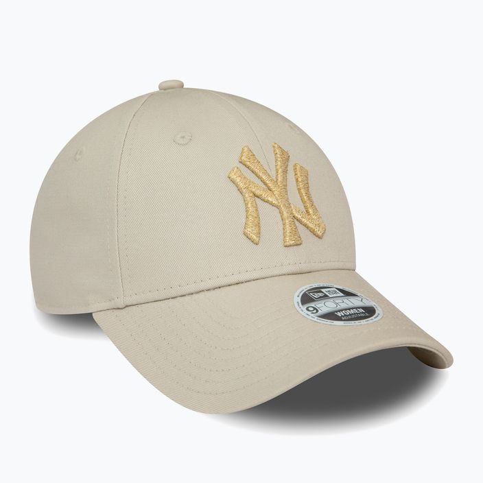 Cappello da baseball New Era Metallic Logo 9Forty New York Yankees donna beige chiaro 3