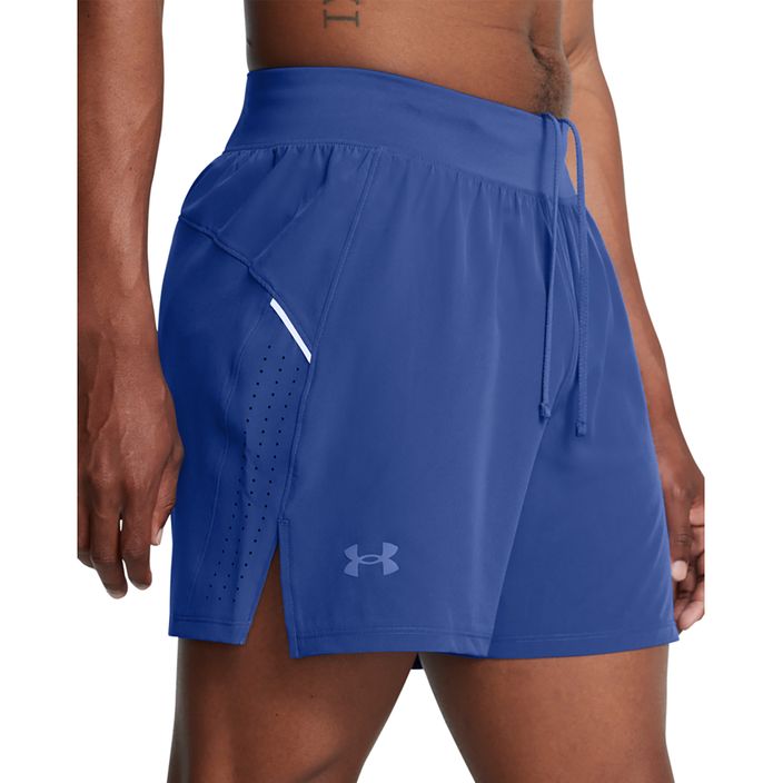 Pantaloncini da corsa Under Armour Launch Elite 5" uomo blu tech/blu tech/riflettente 4