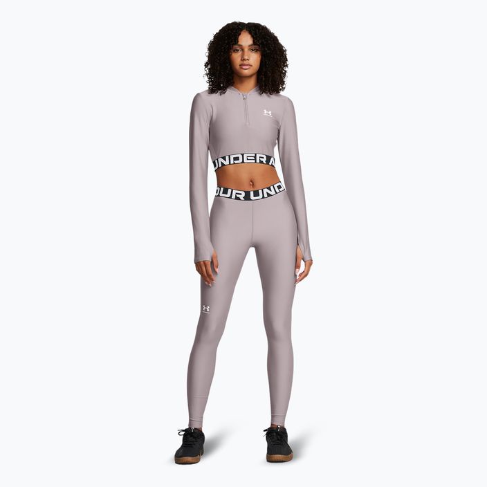 Under Armour HeatGear tetra grigio/bianco, leggings da allenamento per donna 2