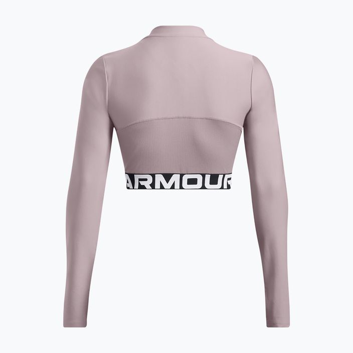 Top da allenamento Under Armour Heat Gear Rib 1/4 Zip tetra grigio/bianco da donna 4