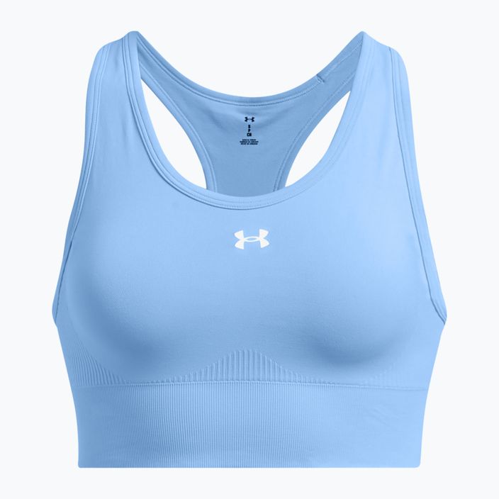 Under Armour Vanish Seamless Mid Reggiseno da allenamento di marca horizon blu/bianco 3