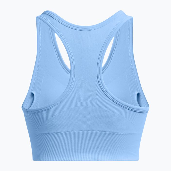 Under Armour Vanish Seamless Mid Reggiseno da allenamento di marca horizon blu/bianco 4