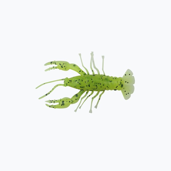 Relax Crawfish 1 Esca in gomma laminata 8 pezzi chartreuse/nero jumbo glitter/bianco