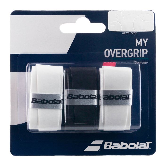 Babolat My Overgrip fasce per racchette da tennis 3 pezzi bianco/nero/bianco 2