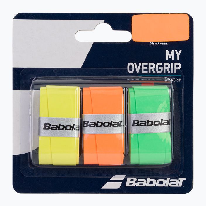 Babolat My Overgrip fasce per racchette da tennis 3 pezzi arancio/verde/giallo