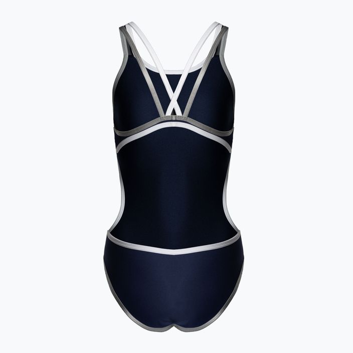 Costume intero donna arena One Double Cross Back One Piece navy/bianco/argento 2
