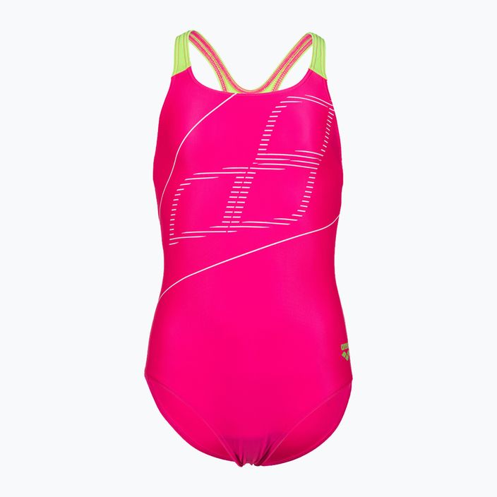 Costume intero da bambino arena Swim Pro Back Logo freak rosa/verde tenue 4