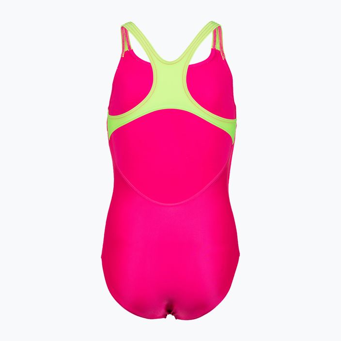 Costume intero da bambino arena Swim Pro Back Logo freak rosa/verde tenue 5