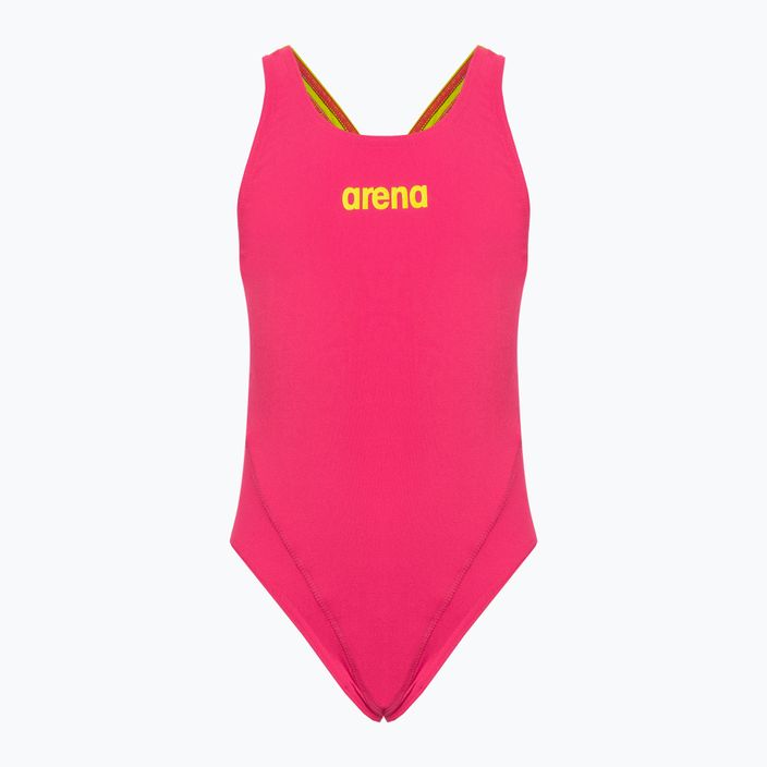 Costume intero Arena Team Swim Tech Solid freak rosa/verde tenue per bambino