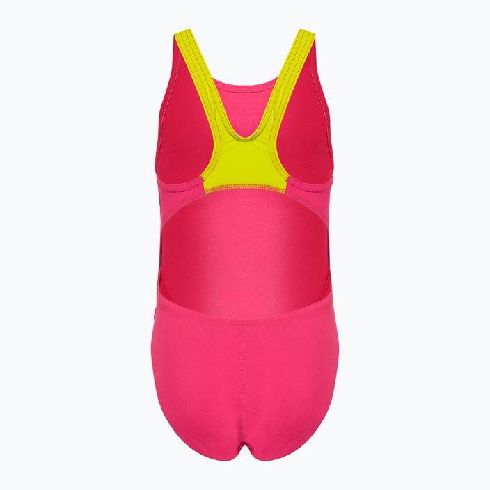 Costume intero Arena Team Swim Tech Solid freak rosa/verde tenue per bambino 2