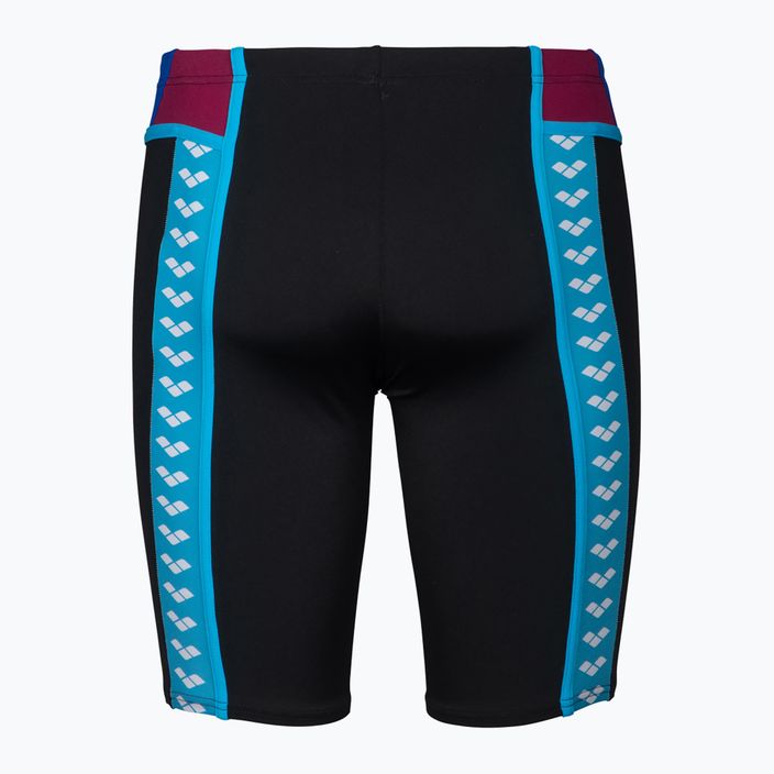 Maglia da uomo arena Icons Swim Panel Jammer nero/blu neon/rosso fandango/turchese 2