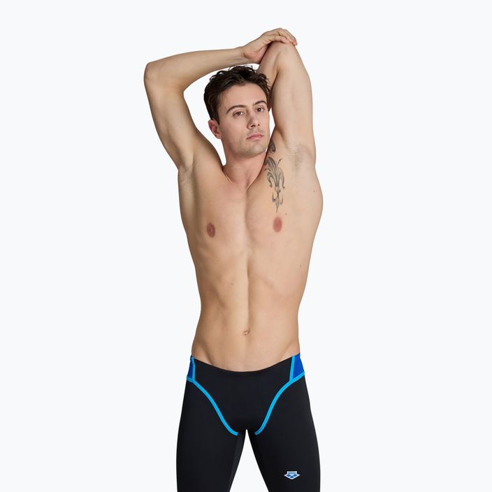 Maglia da uomo arena Icons Swim Panel Jammer nero/blu neon/rosso fandango/turchese 3