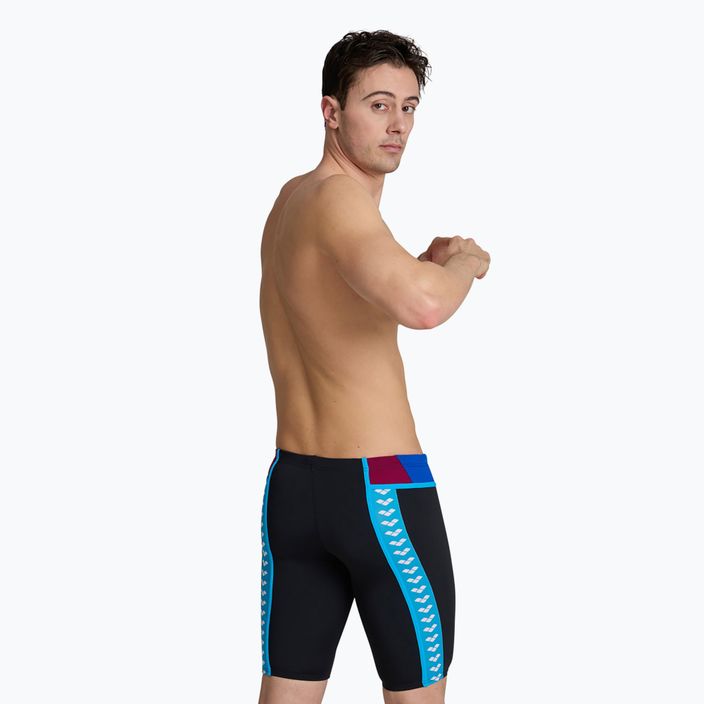 Maglia da uomo arena Icons Swim Panel Jammer nero/blu neon/rosso fandango/turchese 4