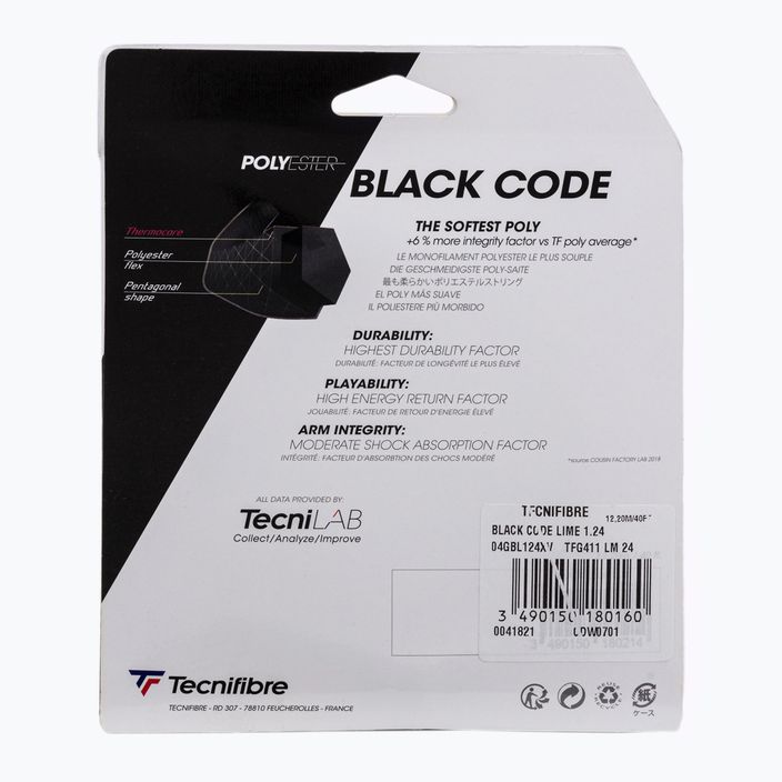 Corda da tennis Tecnifibre Black Code 12 m lime 2