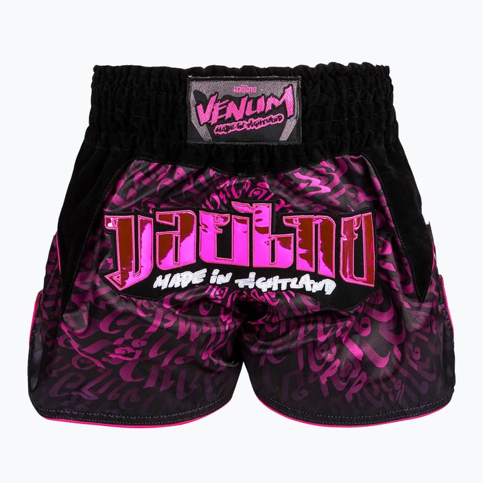 Pantaloncini da allenamento Venum Attack Muay Thai nero/rosa