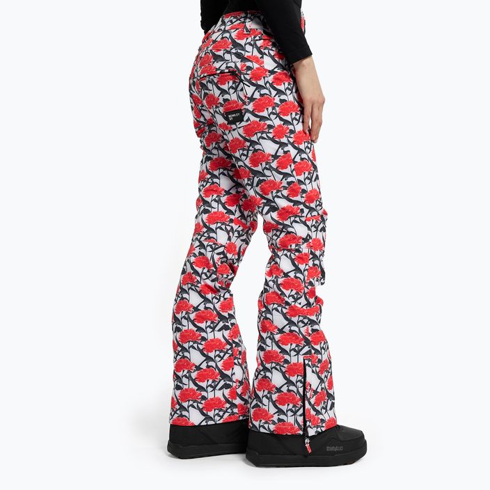 Pantaloni da snowboard donna ROXY Rowley X ROXY High bianco brillante/bianco rosso 3