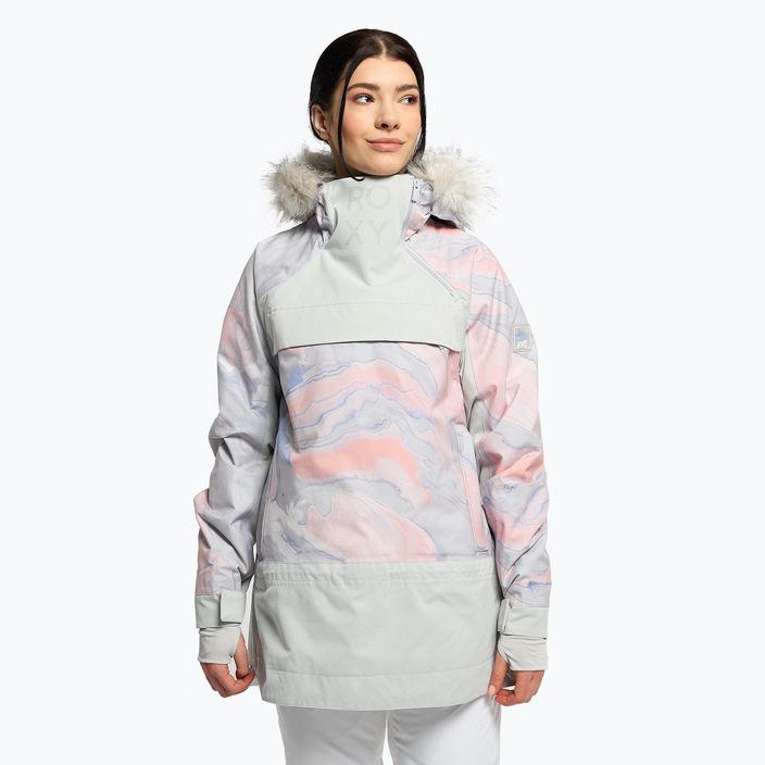 Giacca da snowboard donna ROXY Chloe Kim Overhead grigio marmo viola