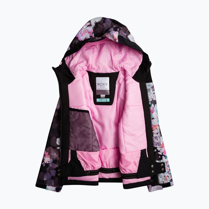 Giacca da snowboard per bambini ROXY Greywood Girl true black blurry flower 9
