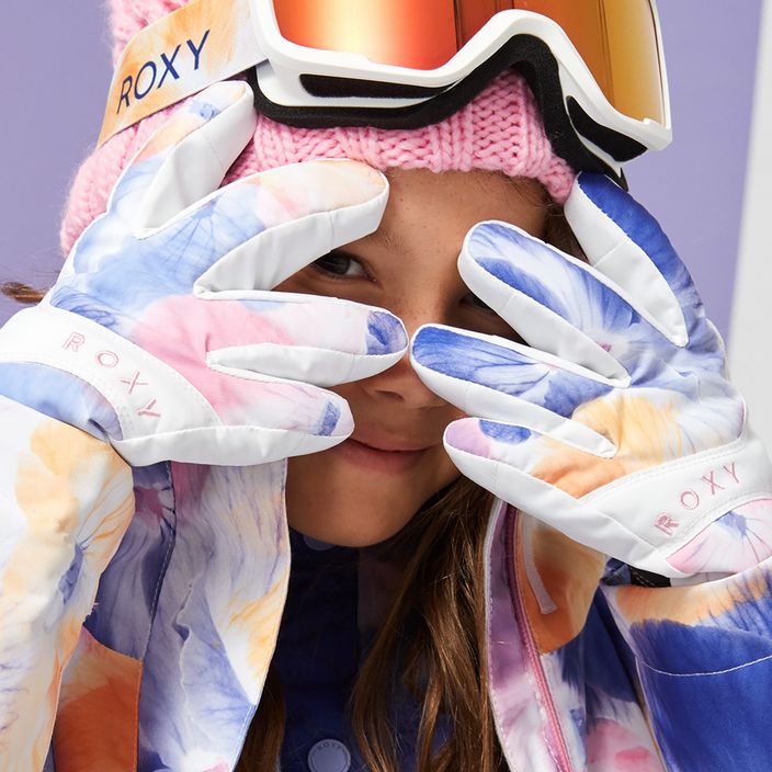 Guanti da snowboard per bambini ROXY Jetty Girl bianco brillante pansy rg 3