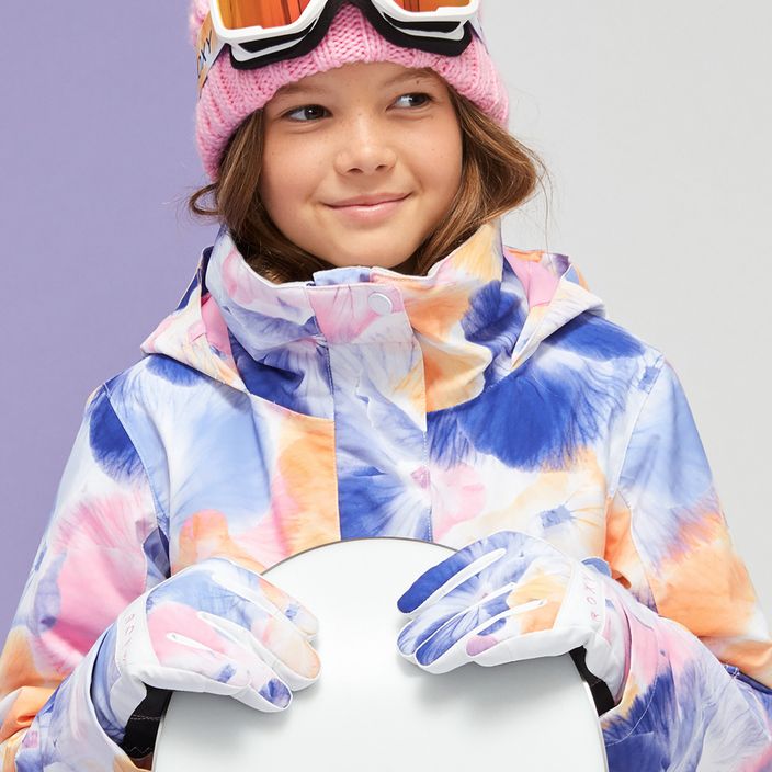 Guanti da snowboard per bambini ROXY Jetty Girl bianco brillante pansy rg 4