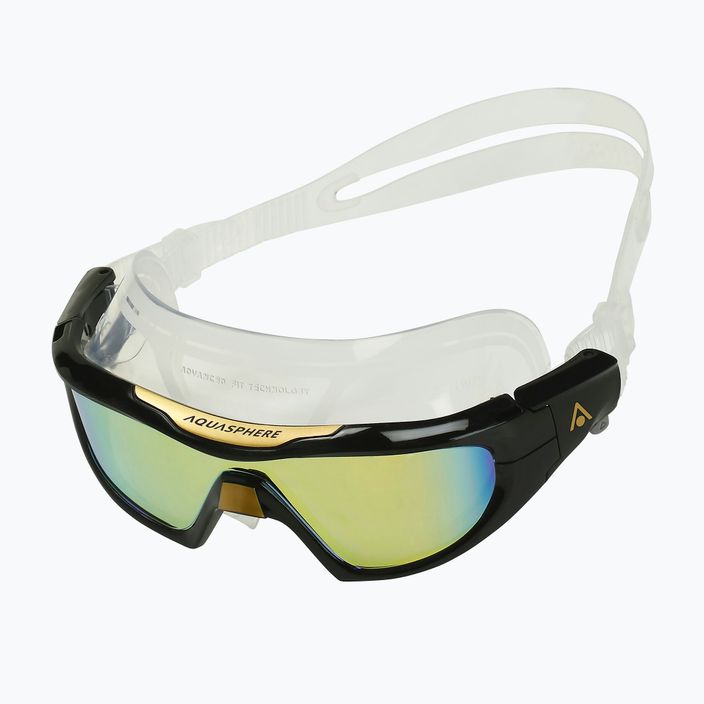 Maschera da nuoto in titanio trasparente/oro Aquasphere Vista Pro